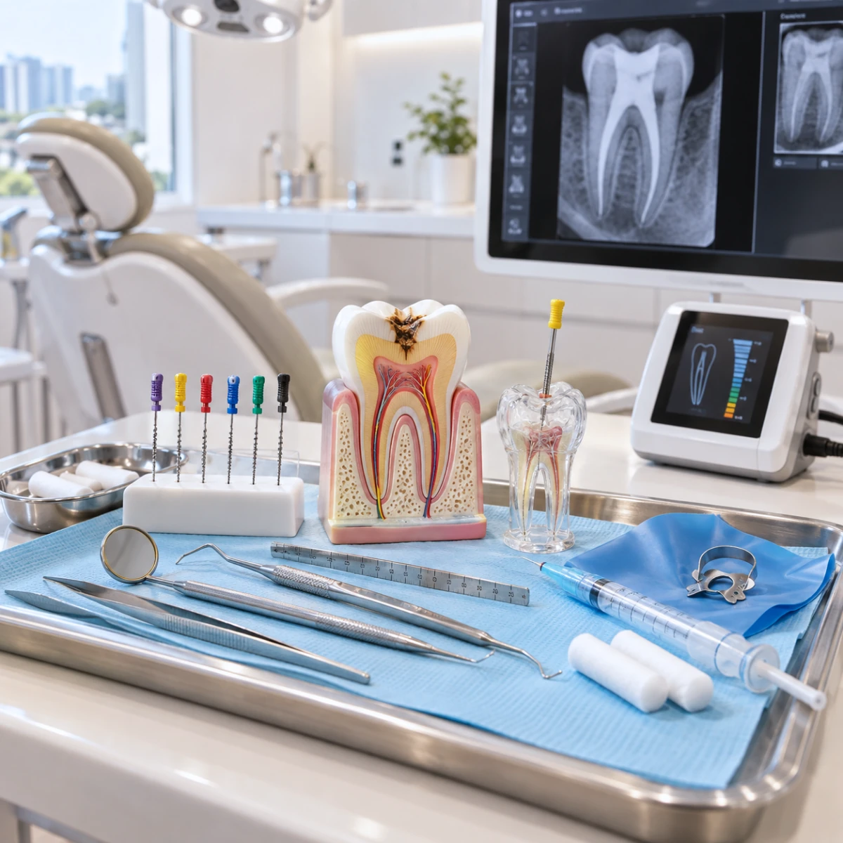 Root canal instruments and model
